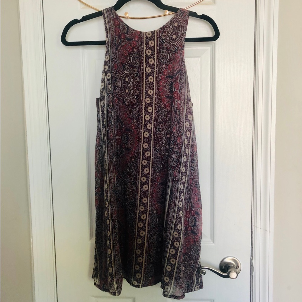 Paisley chiffon high neck mini dress